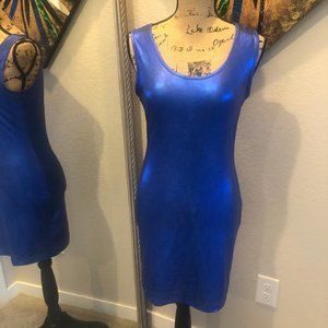 Metallic Blue Tank Dress